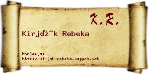 Kirják Rebeka névjegykártya